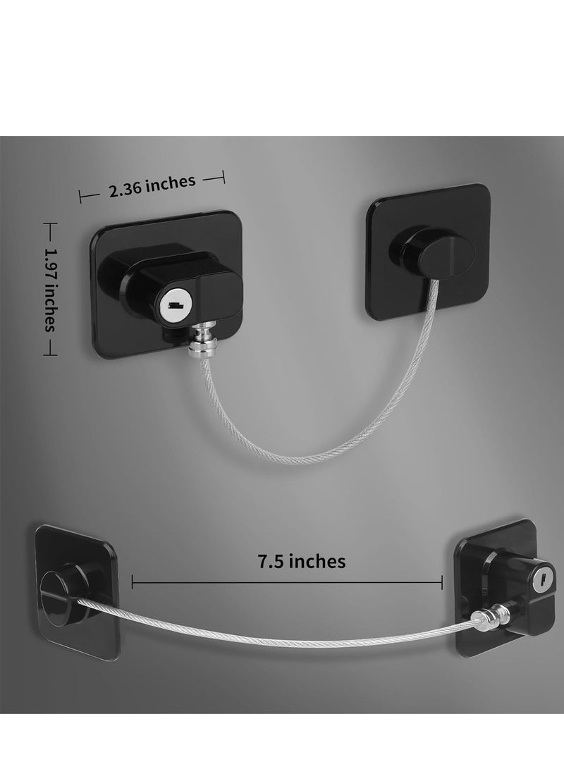 Fridge Lock, 1PCS Refrigerator Lock for Freezer, Cabinets and Drawers, , Closets, Windows, Doors, Durable ABS with Adhesive Backing, Easy Install, No Tools Needed, Black - Image 2