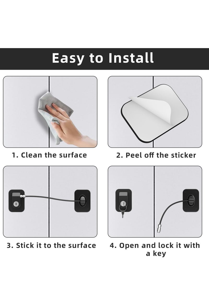 Fridge Lock, 1PCS Refrigerator Lock for Freezer, Cabinets and Drawers, , Closets, Windows, Doors, Durable ABS with Adhesive Backing, Easy Install, No Tools Needed, Black - Image 3