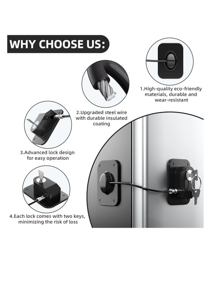 Fridge Lock, 1PCS Refrigerator Lock for Freezer, Cabinets and Drawers, , Closets, Windows, Doors, Durable ABS with Adhesive Backing, Easy Install, No Tools Needed, Black - Image 4