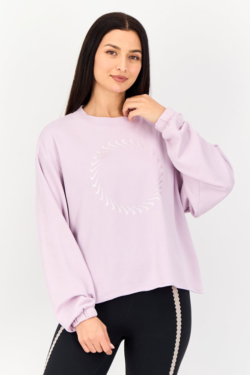 Nike Women Oversized Fit Long Sleeves Outdoor Sweatshirts, Lilac - Image 1