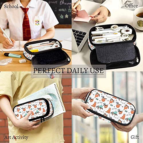 Yekiua Sloth Pen Bag Cute Funny Cartoon Sloth Large Pencil Case Big Capacity Pencil Pouch Pencil Holder - Image 4