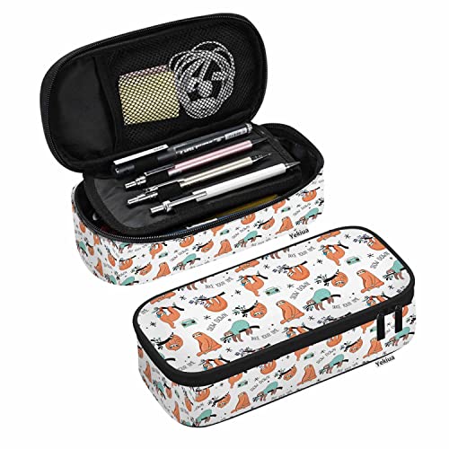 Yekiua Sloth Pen Bag Cute Funny Cartoon Sloth Large Pencil Case Big Capacity Pencil Pouch Pencil Holder - Image 1