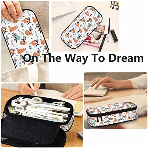 Yekiua Sloth Pen Bag Cute Funny Cartoon Sloth Large Pencil Case Big Capacity Pencil Pouch Pencil Holder - Image 5
