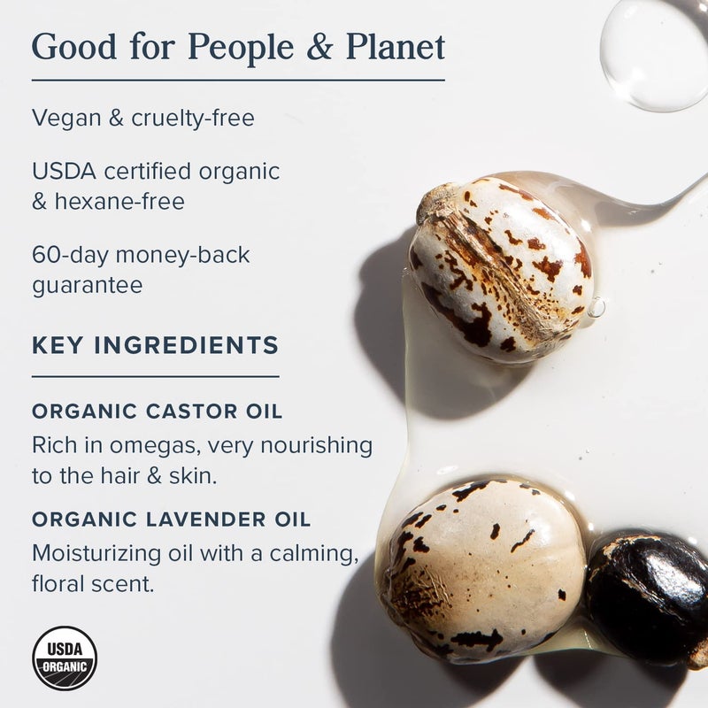 HERITAGE STORE Lavender Castor Oil Organic - Soothing Hair Treatment w/ Lavender Essential Oil - Hair Care, Skin Care, Castor Pack Wrap - Calming Scent, Vegan, Hexane Free, 60-Day Guarantee, 8oz - Image 4