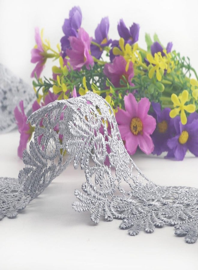 Kuasting 7.5 Yards Floral Lace Edge Trim 9CM Width Europe Chips Pattern Inelastic Embroidery Lace Trim for Sewing Making, DIY Crafts, Gift Wrapping, Wedding Decor (Grey) - Image 4