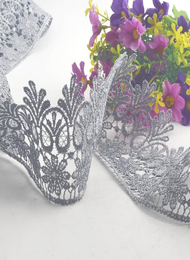 Kuasting 7.5 Yards Floral Lace Edge Trim 9CM Width Europe Chips Pattern Inelastic Embroidery Lace Trim for Sewing Making, DIY Crafts, Gift Wrapping, Wedding Decor (Grey) - Image 5