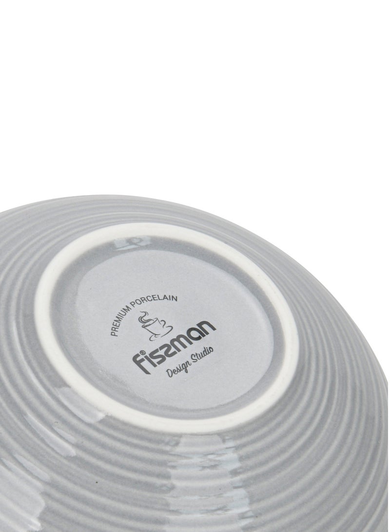 Fissman 2-Piece Soup Bowl 620mL, Ceramic Bowls 14.5cm Firmina Series, Elegant Golden Rim Bowls, New Bone China Smooth Glossy-Finish (Gray) - Image 4