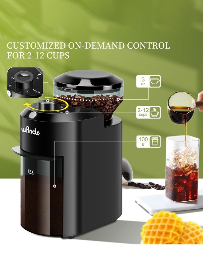وانكل مطحنة قهوة احترافية | 28 إعدادًا دقيقًا ومطحنة قهوة كهربائية بقوة 200 واط للإسبريسو والقهوة الفرنسية والقهوة التركية، لون أسود - Image 4
