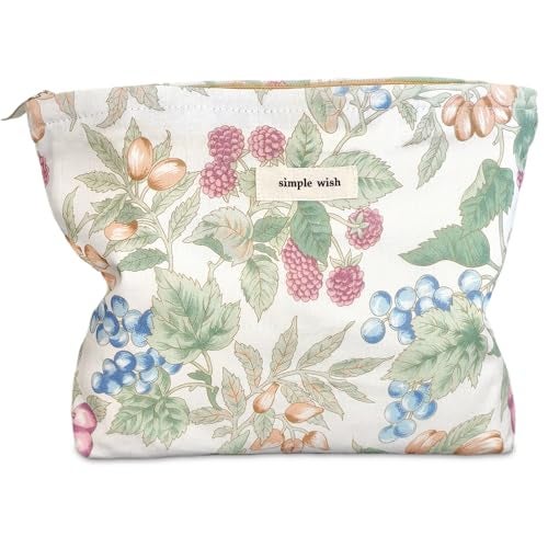 STARDW Aesthetic Floral Makeup Bag Cute Small Cosmetic Bags for Women Girls, Travel Toiletry Bag Large Capacity Zipper Makeup Pouch, Purse Organizer Pouches (Berry) - Image 1