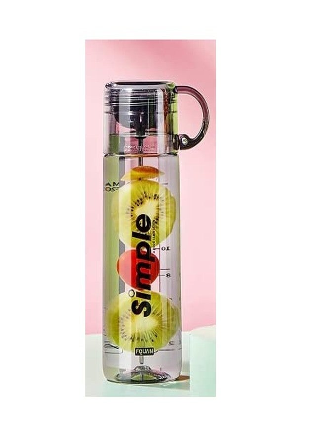 TEMSON Fruit Infuser Detox Water Bottle, BPA-Free Stylish Water Bottle with Rod & ebook, Fruit Detox Bottle for Girls,Kids Water Bottle - 620 ML (FQ-3150) (Black) - Image 1
