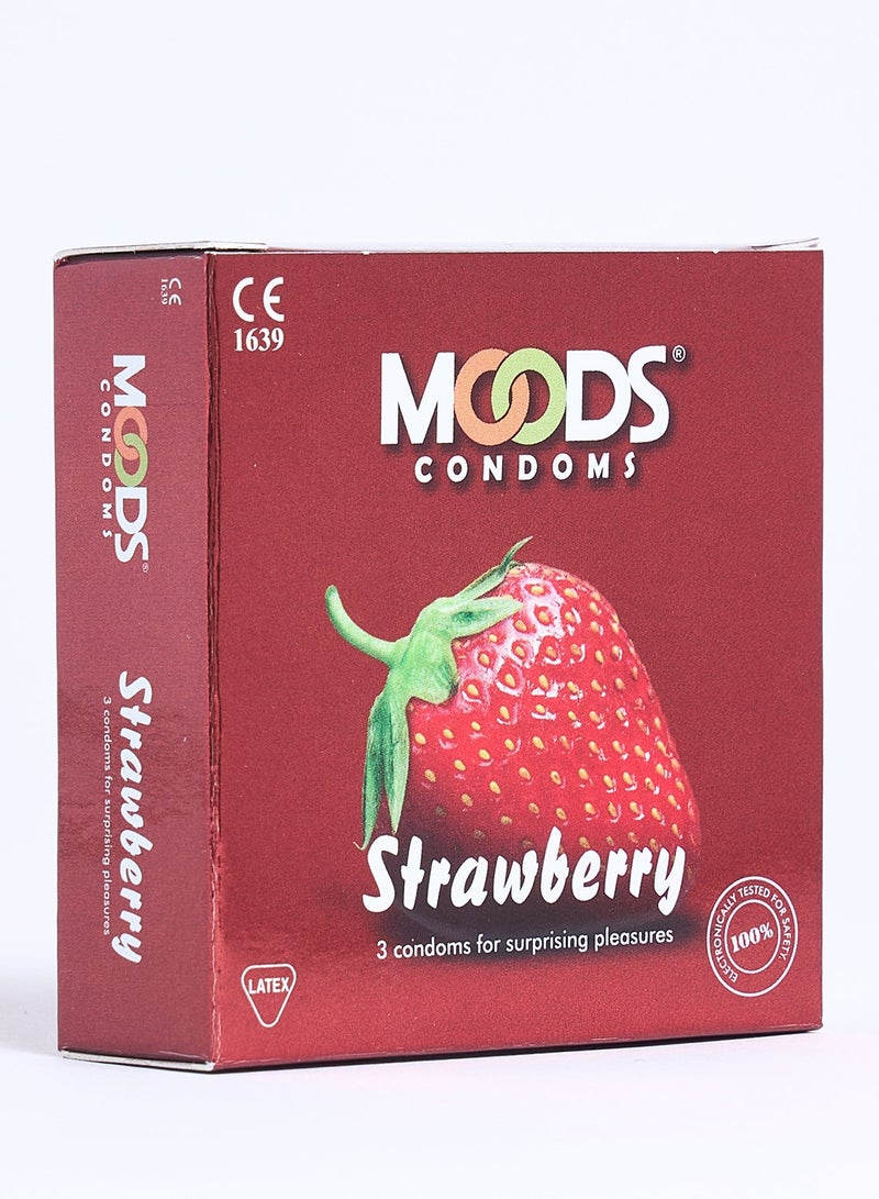 Moods Strawberry Condoms 3s - Image 1
