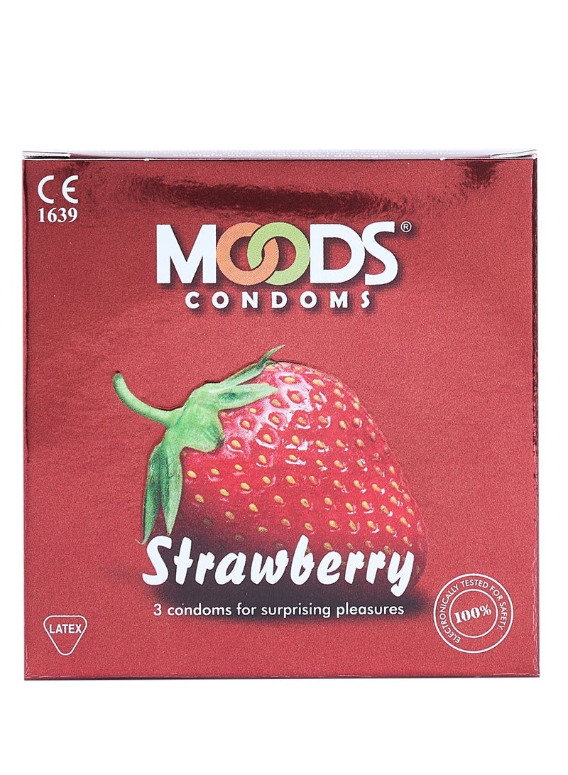 Moods Strawberry Condoms 3s - Image 2