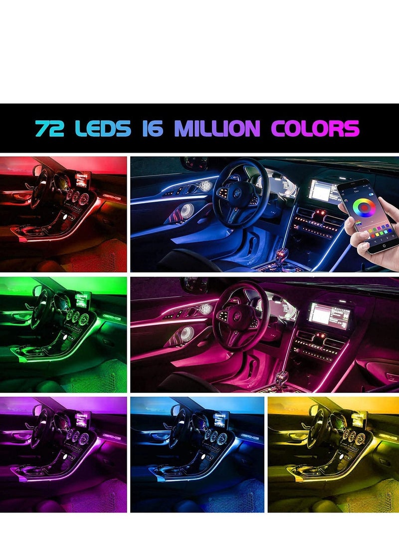 Sumkyle - مصابيح السيارة الداخلية Sumkyle، 4 قطع 72 مصباح LED لشريط إضاءة LED RGB، مع شاحن سيارة، جهاز تحكم عن بعد وجهاز تحكم عن بعد، 16 مليون وضع مشهد لون، 7 أوضاع مشهد، 12 فولت تيار مستمر (RGB) - Image 1