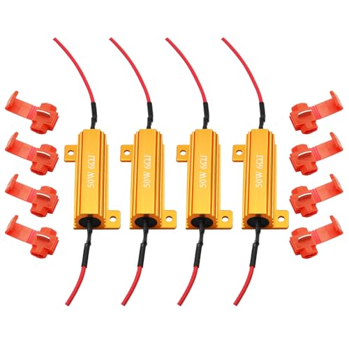 AUXLIGHT 4Pcs Quality 50W 6ohm Load Resistors - Fix LED Bulb Hyper Flash/Error Code, Turn Signal Fast Blinker (Resistors get very hot during working) - Image 1