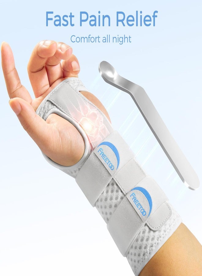 FREETOO Reversible Carpal Tunnel Wrist Brace for Tendonitis for Men Women,Wrist Splint Right Hand and Left Hand for Sprain,Arthritis,Strain. Wrist Stabilizer for Sleeping,Work,Typing.Grey M - Image 2