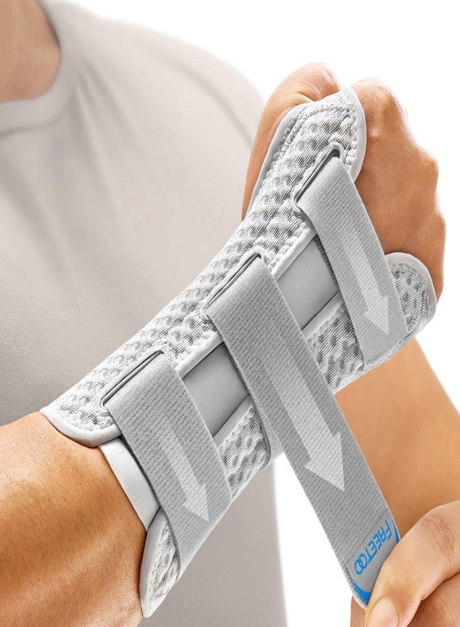 FREETOO Reversible Carpal Tunnel Wrist Brace for Tendonitis for Men Women,Wrist Splint Right Hand and Left Hand for Sprain,Arthritis,Strain. Wrist Stabilizer for Sleeping,Work,Typing.Grey M - Image 1