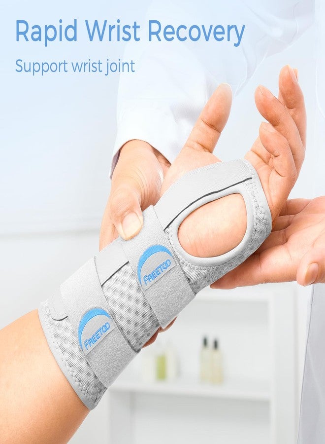 FREETOO Reversible Carpal Tunnel Wrist Brace for Tendonitis for Men Women,Wrist Splint Right Hand and Left Hand for Sprain,Arthritis,Strain. Wrist Stabilizer for Sleeping,Work,Typing.Grey M - Image 5