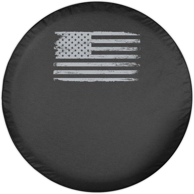 Boomerang 32" Distressed American Flag Spare Tire Cover - Black Denim Vinyl - Image 2