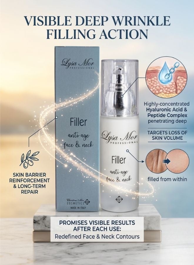 Lysa Mor Anti-Age Filler for Face & Neck – Hyaluronic Acid & Peptides – Italian Luxury Beauty – 30ml - Image 2