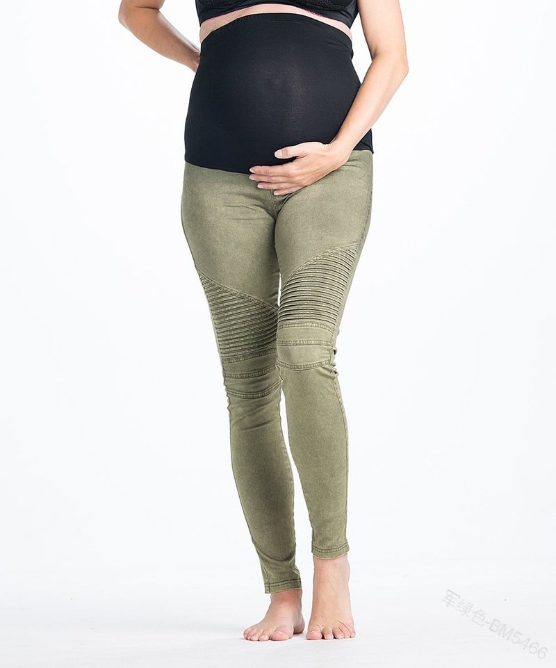 2020 European and American foreign trade supply maternity clothing stitching pleated slim fit comfortable elastic waist support pants pencil pants Navyblue M - Image 4