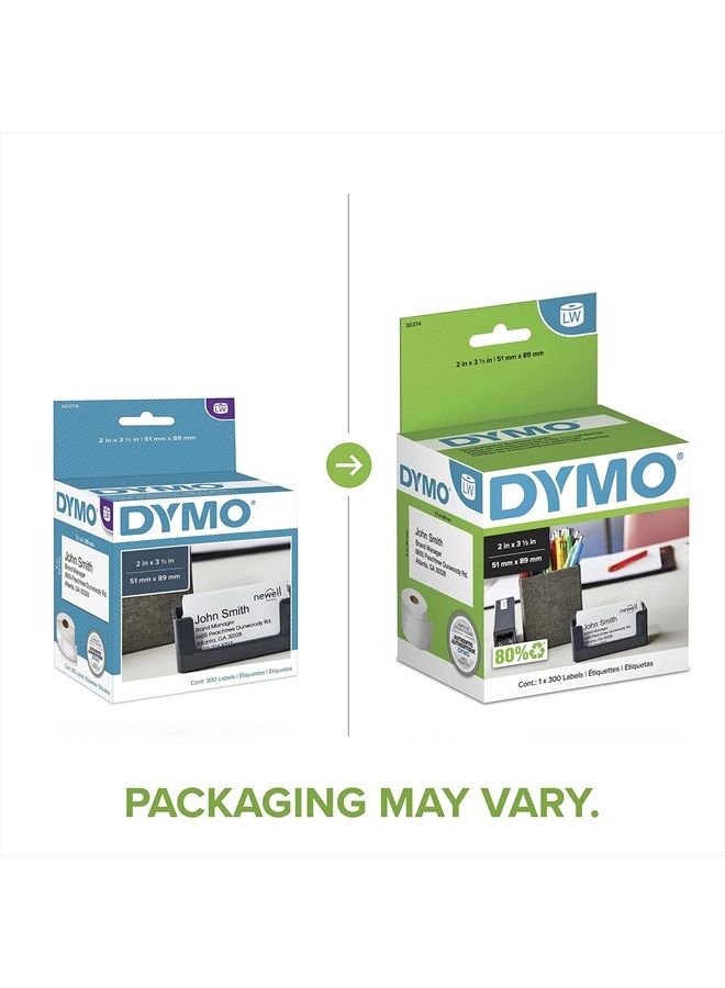 Dymo White 2x3-1/2" Card Stock 300 Per Roll - Image 2