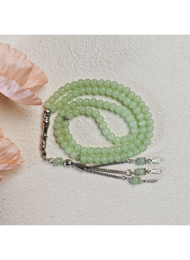 NIBEMINENT 99 Muslim Prayer Beads Light Green/6mm