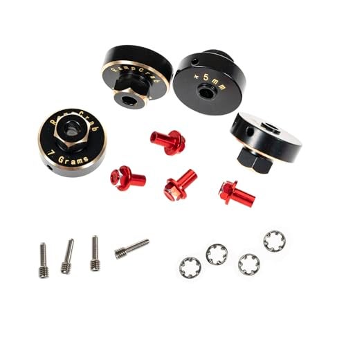 RampCrab Hex Wheel hubs Extension kit 5mm for SCX24 AX24 Brass Extended Hex Hub Wheel Spacers Upgrades Parts for SCX24 Bronco Deadbolt JLU C10 AX24 124 RC Crawler Car Upgrades Accessories Red - Image 1