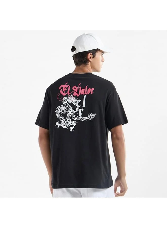 Splash FAV Dragon Print T-shirt with Crew Neck and Short Sleeves