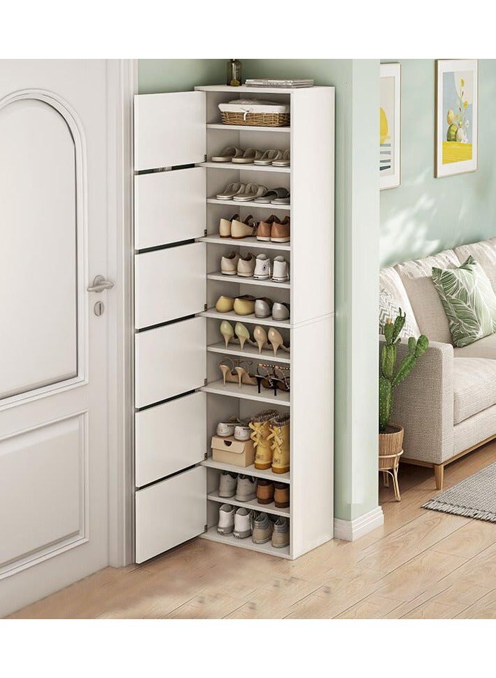 fashionhome Premium Space-Saving Multilayer Vertical Shoe Cabinet Stylish Dust-Proof and High Capacity Shoe Rack with doors for Small Spaces  White 180x43x30 cm - Image 4