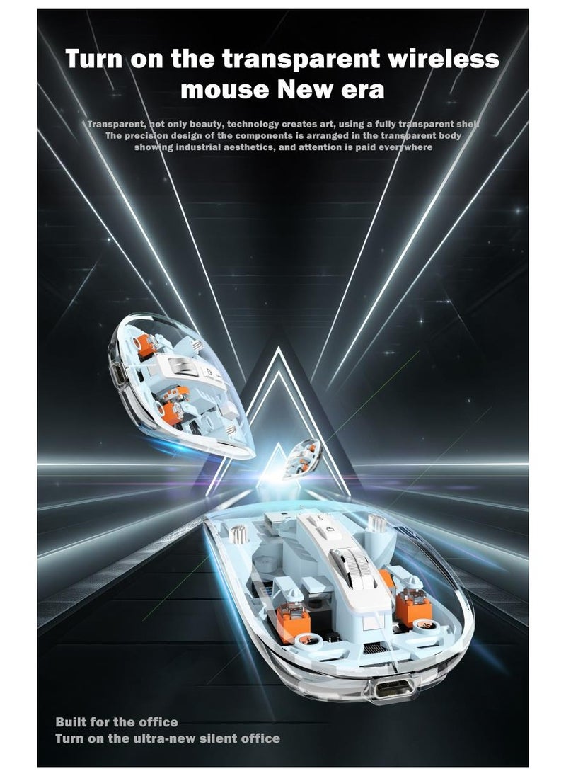 UNBLACK - UNBLACK Wireless Mouse Crystal Transparent, Gaming Adjustable DPI, Triple 2.4G Mode Switching Bluetooth 2, Rechargeable digital display Silent Mouse for PC Laptops Mac iPhone Android - orange - Image 1