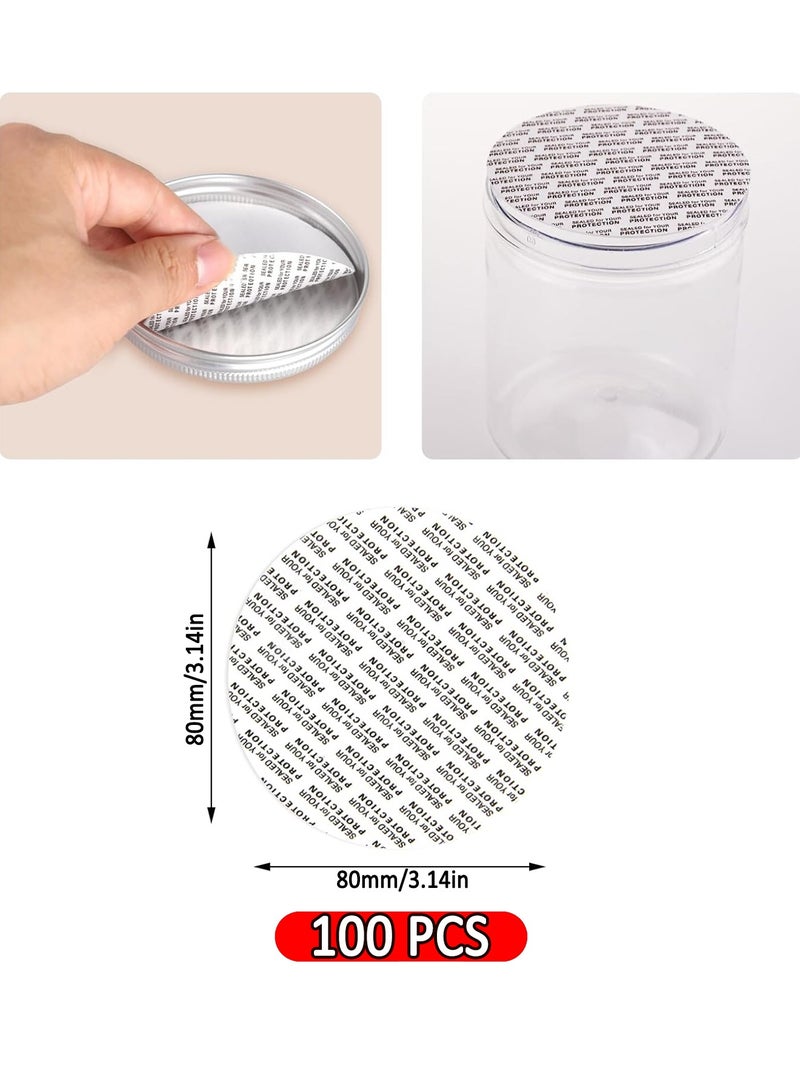 Pressure Sensitive Seals for Bottle Lids, Easy-to-Use Cap Liners for Plastic & Glass Jars, Waterproof Tamper-Proof Foam Seals, No Machine Needed, Strong Seal for Food, Medicine, Cosmetics, 7-Layer Leak-Proof Gasket (Diameter 80mm/100 Pieces)  - Image 2