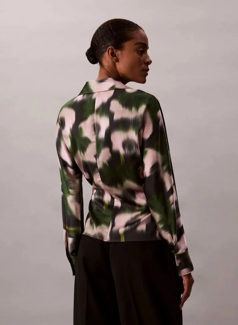 Calvin Klein 19645 CSW25F_P020+1_Black Printed Satin Tie Top for Women | Best Price UAE