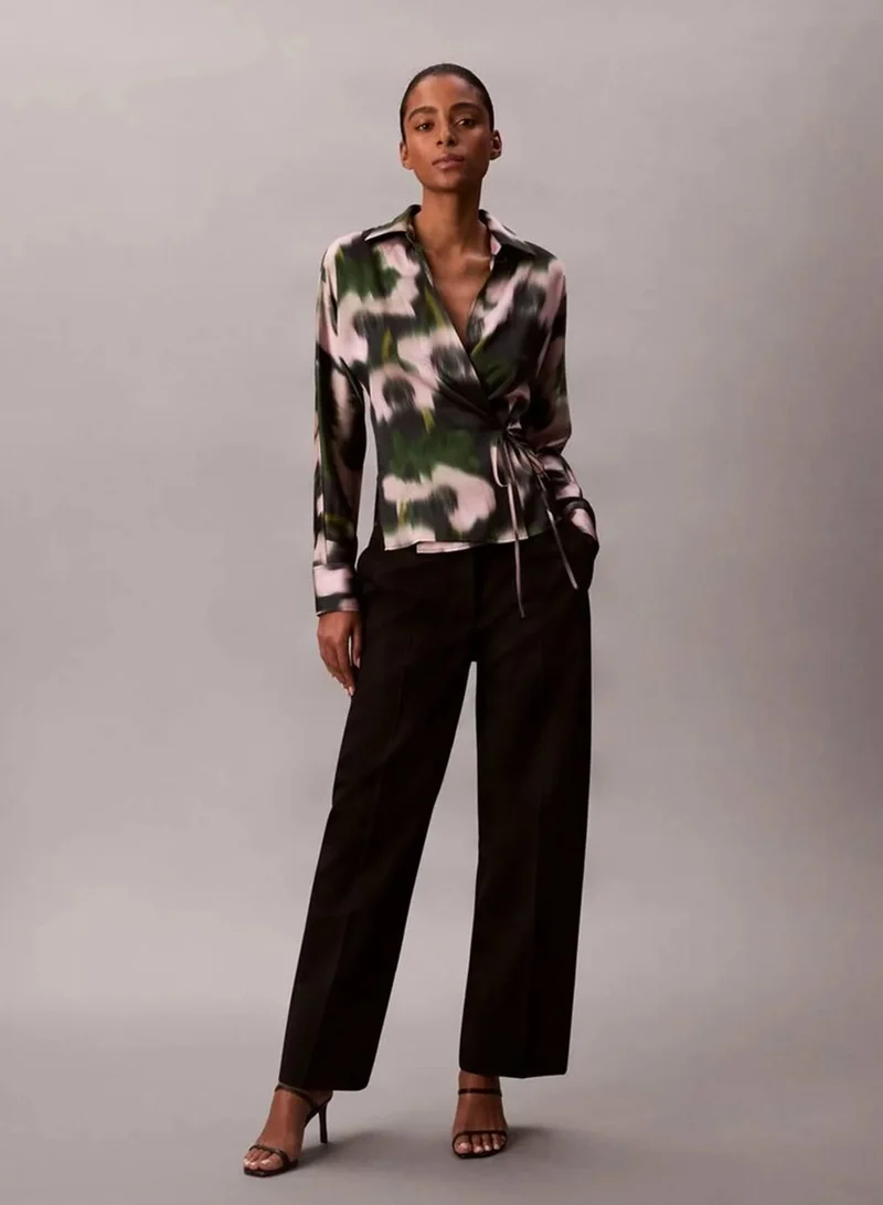 Calvin Klein 19645 CSW25F_P020+1_Black Printed Satin Tie Top for Women | Best Price UAE