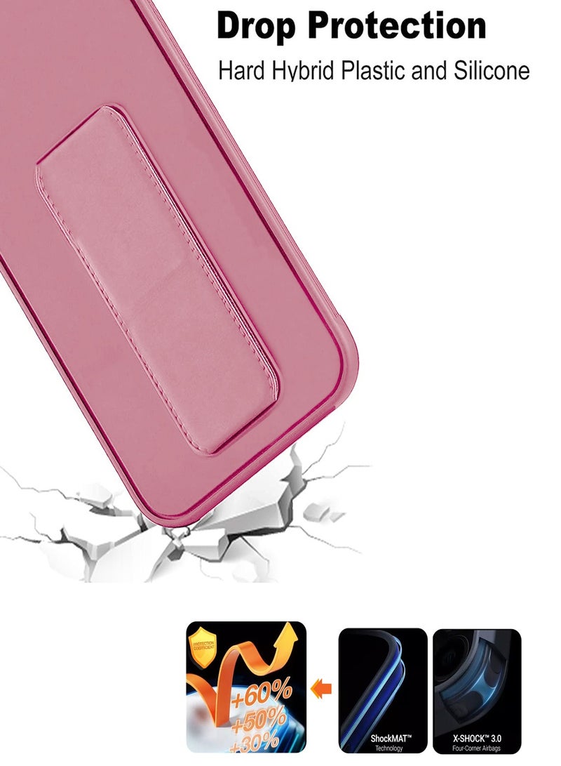 Wtech Samsung Galaxy A35 5G 2024 Hand Grip Foldable Magnetic Kickstand Wrist Strap Finger Grip with Built-in Iron Case Cover - Pink - Image 5