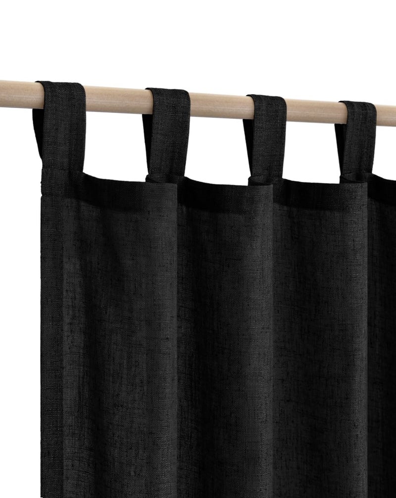 KOUFALL الستائر المطلقة في Koufall Black Linen لغرفة النوم TOP BOHO FARMHOUSE Strtains Gothic Grotains لغرفة المعيشة 84 بوصة طويلة - Image 1