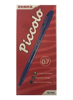 ZEBRA Piccolo Ball Pen Blue Ink 0.7mm Pack of 12  - Image 1