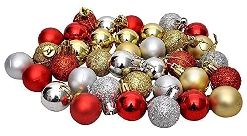 Partunay Pack of 36 Pcs Red Golden Silver Ball Christmas Xmas Tree Hanging Ornaments Xmas Christmas Decoration Item Christmas Ornaments - Image 1