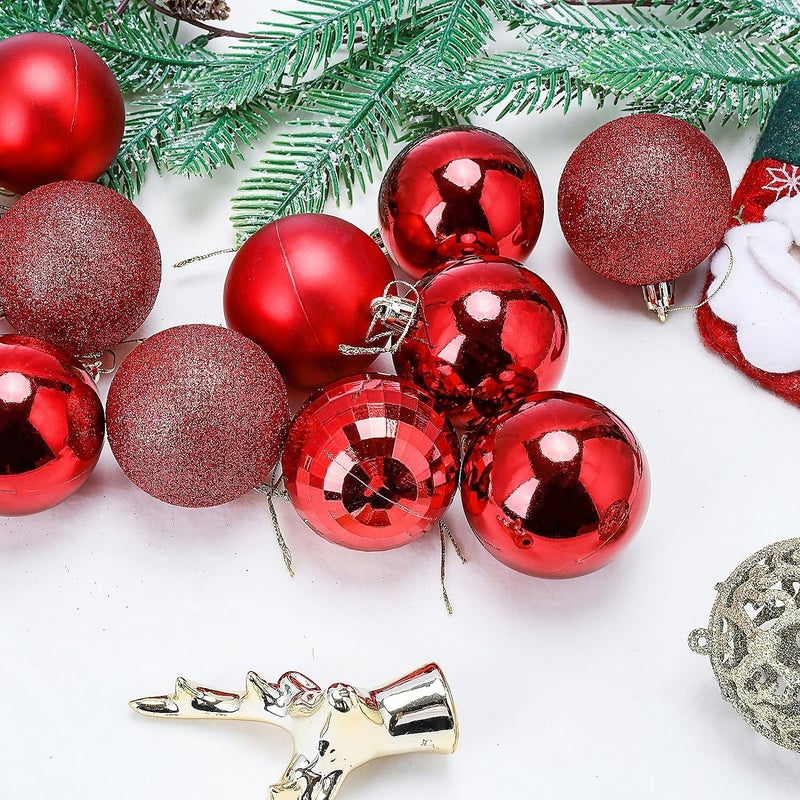 Partunay Pack of 36 Pcs Red Golden Silver Ball Christmas Xmas Tree Hanging Ornaments Xmas Christmas Decoration Item Christmas Ornaments - Image 3