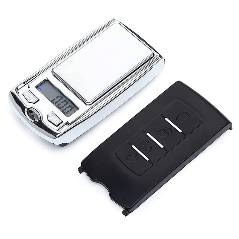 200 G / 0.01G Mini Digital Pocket Scale, Precision Mini Portable Gram Scale with Ring Keychain, Multi-Function Car Key Shape Electronic Scale for Jewelry, Food (Silver) - Image 1
