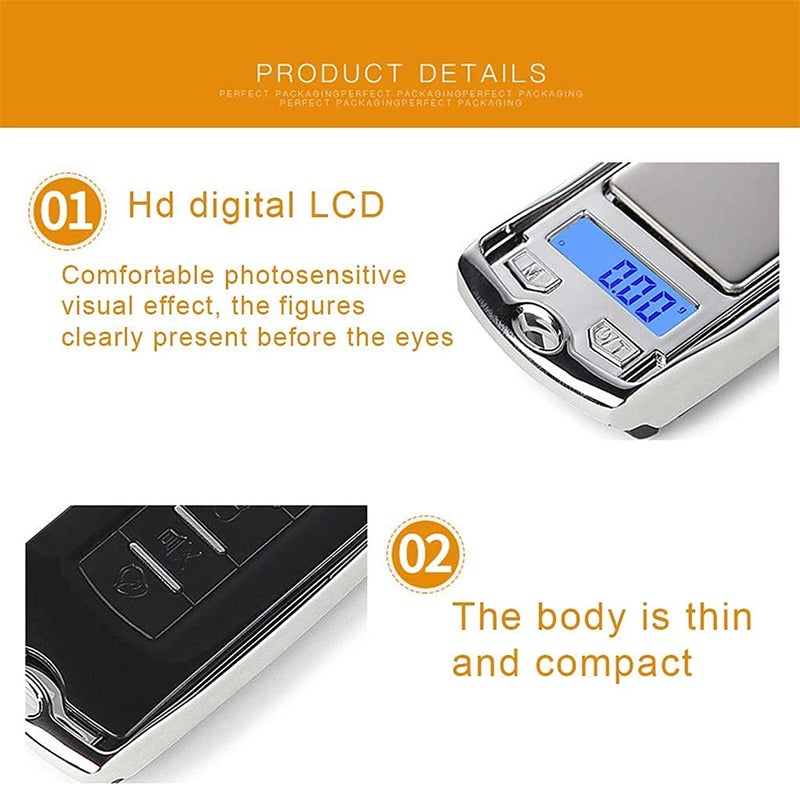200 G / 0.01G Mini Digital Pocket Scale, Precision Mini Portable Gram Scale with Ring Keychain, Multi-Function Car Key Shape Electronic Scale for Jewelry, Food (Silver) - Image 3