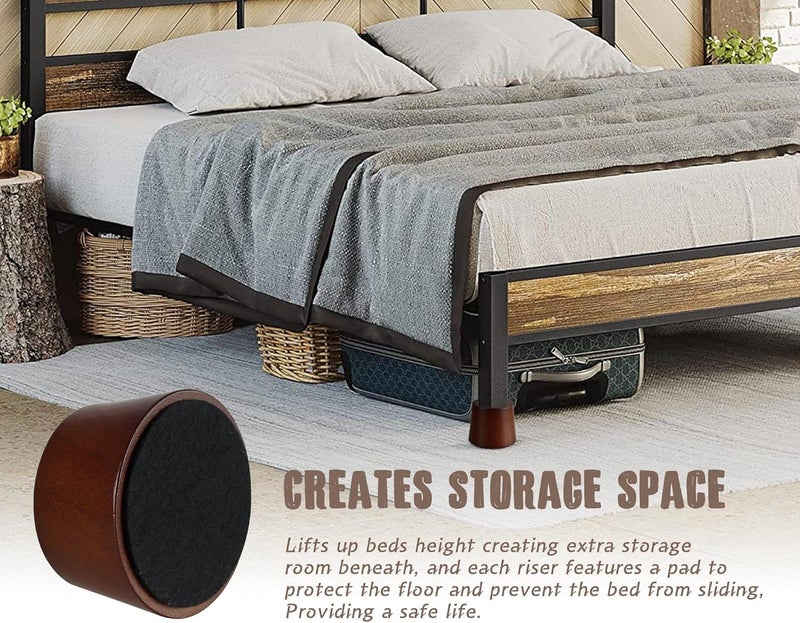 OneDream Wood Bed Furniture Risers Blocks - 2 inch Set of 4 Bed Risers, Heavy Duty Solid Wood Round Risers, Sofa Riser with Non-Slip Pad, Create Storage Space and Easy Cleaning for The Sweeper - Image 5