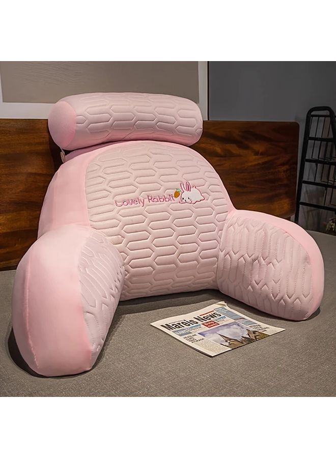 وسادة قراءة كبيرة وردية دعم مريح للرقبة والظهر والذراعين قابلة للغسيل من البوليستر - Image 1