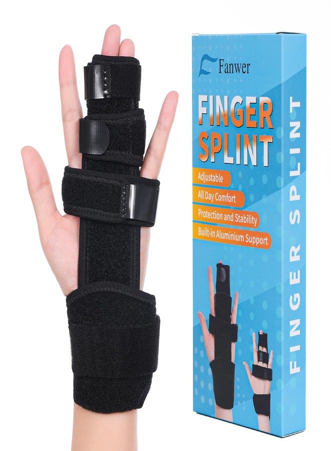 Fanwer 2 Finger Splint, Reversible Trigger Finger Splint, Adjustable Length Finger Brace, Knuckle Straightening Immobilizer for Broken Finger, Arthritis, Mallet Finger, Sprains, Tendonitis - Image 1