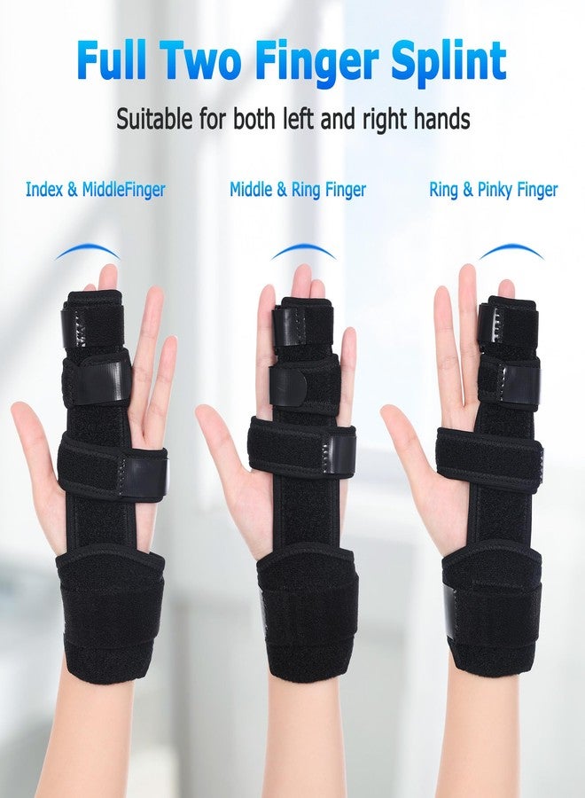 Fanwer 2 Finger Splint, Reversible Trigger Finger Splint, Adjustable Length Finger Brace, Knuckle Straightening Immobilizer for Broken Finger, Arthritis, Mallet Finger, Sprains, Tendonitis - Image 2