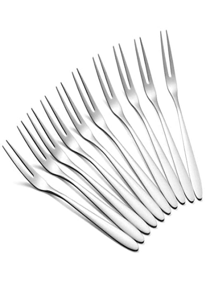 VishList12 Pieces Stainless Steel Fruit Forks for Home & Kitchen, Fruit Picks, Kids, Snacks, Fruits and Dessert, Small Fruit Fork (Pack of 12, Silver) - Image 1