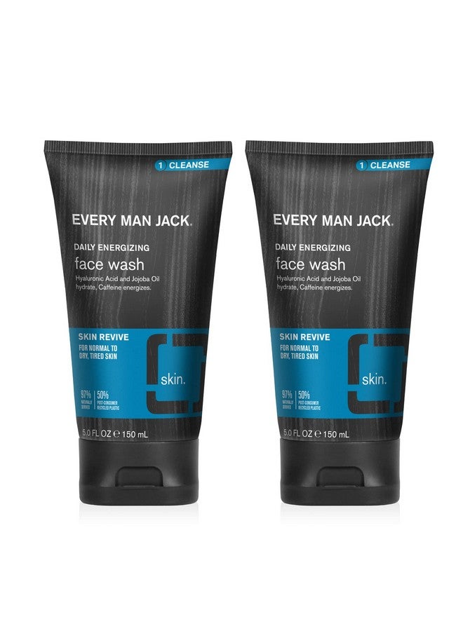 إيفري مان جاك غسول الوجه اليومي للرجال من Every Man Jack - ينظف بلطف ويرطب وينعش البشرة الجافة والمتعبة مع حمض الهيالورونيك والنياسيناميد - غسول وجه للرجال 5 أونصة (عبوة من قطعتين) - Image 1