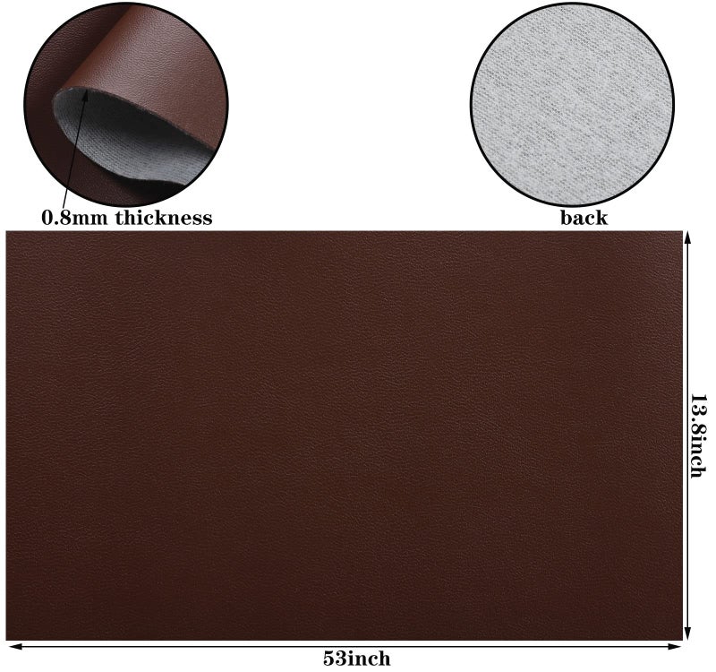 Picheng Smooth Solid Color Faux Leather Sheets 13.8"X53"(35cmX135cm),Soft Faux Leather Roll Very Suitable for Making Crafts,Leather Earrings, Bows,Sewing DIY Projects (Dark Brown) - Image 3
