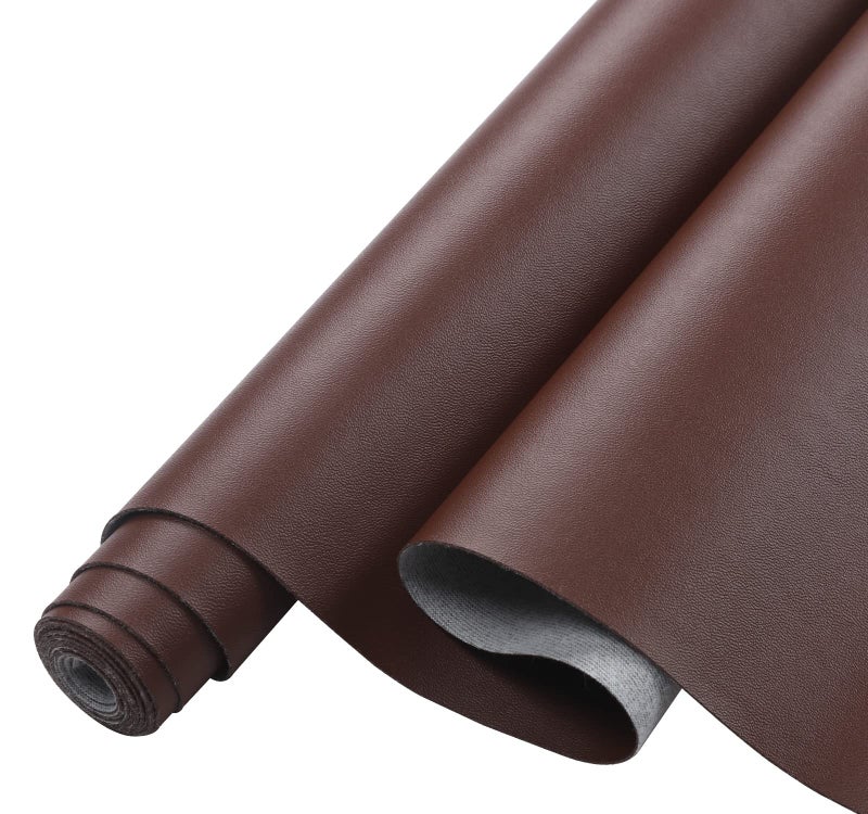 Picheng Smooth Solid Color Faux Leather Sheets 13.8"X53"(35cmX135cm),Soft Faux Leather Roll Very Suitable for Making Crafts,Leather Earrings, Bows,Sewing DIY Projects (Dark Brown) - Image 1
