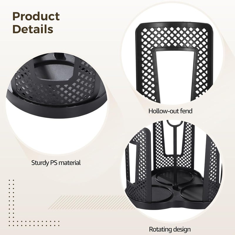 Paper And Plastic Cups Rotating Drink Storage Organizer, Black Plastic Cup Holder With Breathable Slots For Drying, Simple To Assemble, Great For Home, Cafes, Offices - Image 4