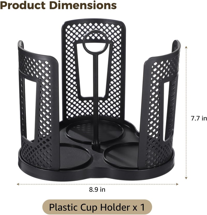 Paper And Plastic Cups Rotating Drink Storage Organizer, Black Plastic Cup Holder With Breathable Slots For Drying, Simple To Assemble, Great For Home, Cafes, Offices - Image 5